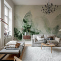 Misty Leafs, Green Mural Wallpaper - room preview 02