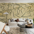 Artistic Lines, Beige Mural Wallpaper - room preview 02