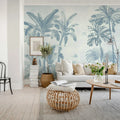 Misty Jungle, Light Blue Mural Wallpaper - room preview 02