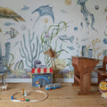 Ocean World, Pastel Mural Wallpaper - room preview 02