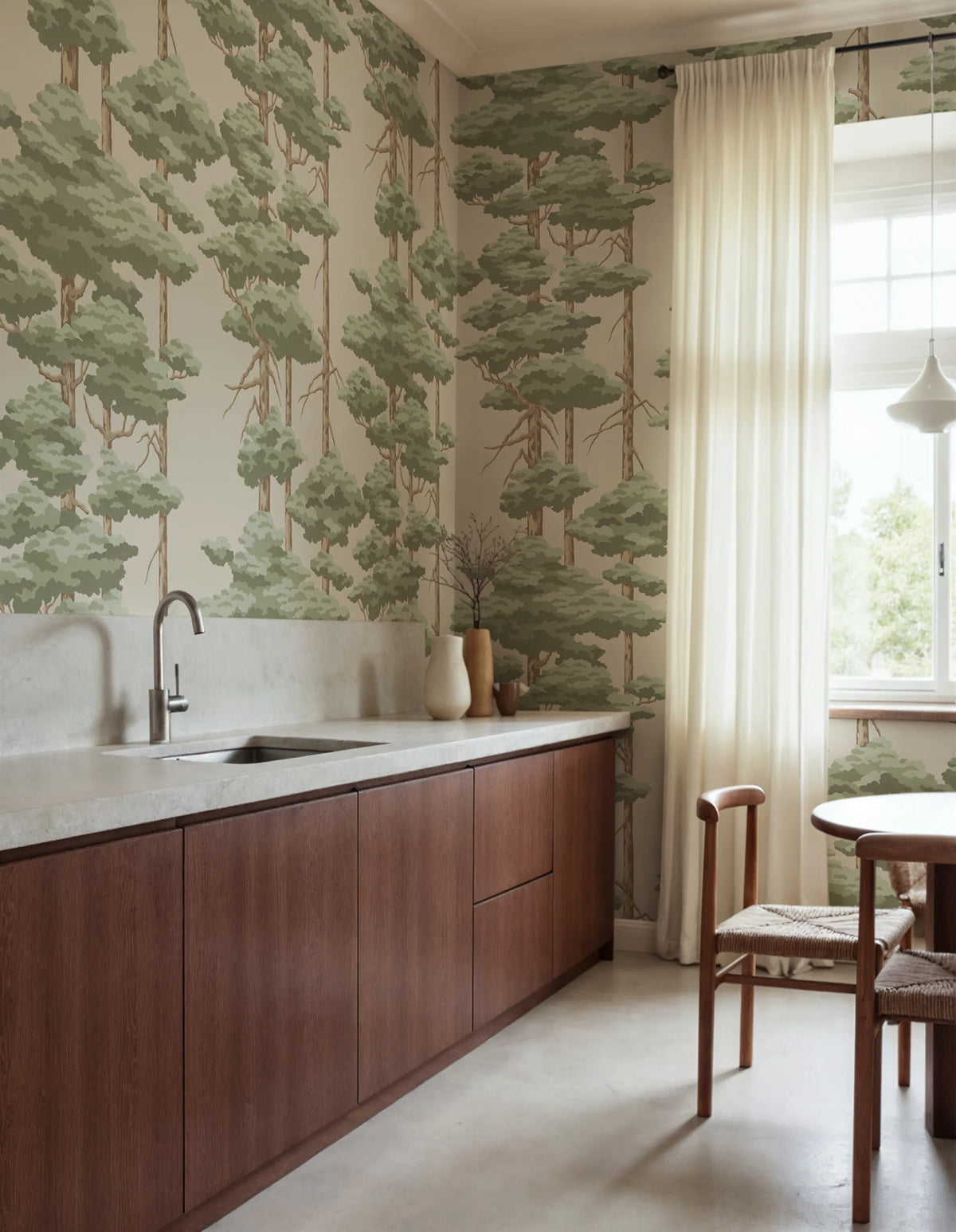 Highland Pines, Light Green Mural Wallpaper - room preview 02