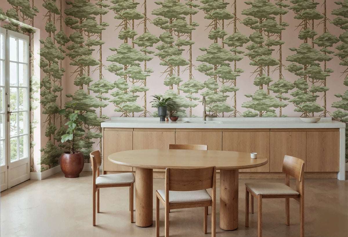 Highland Pines, Pink Mural Wallpaper - room preview 02