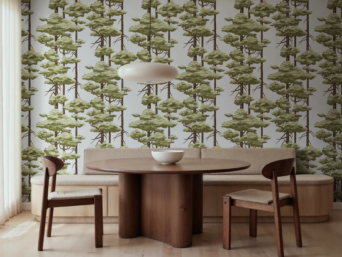 Highland Pines, Blue Mural Wallpaper - room preview 02