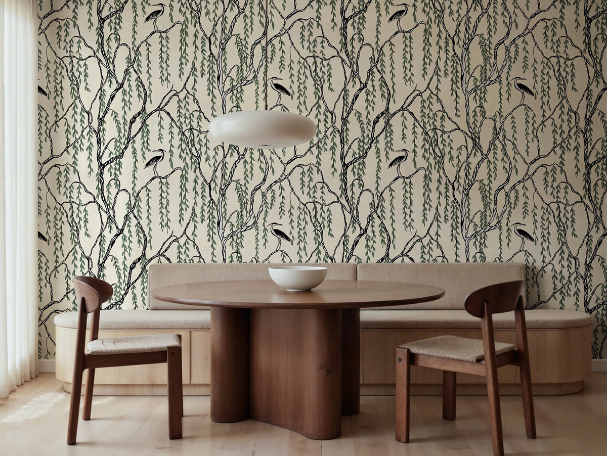 Droptree, Green Mural Wallpaper - room preview 02