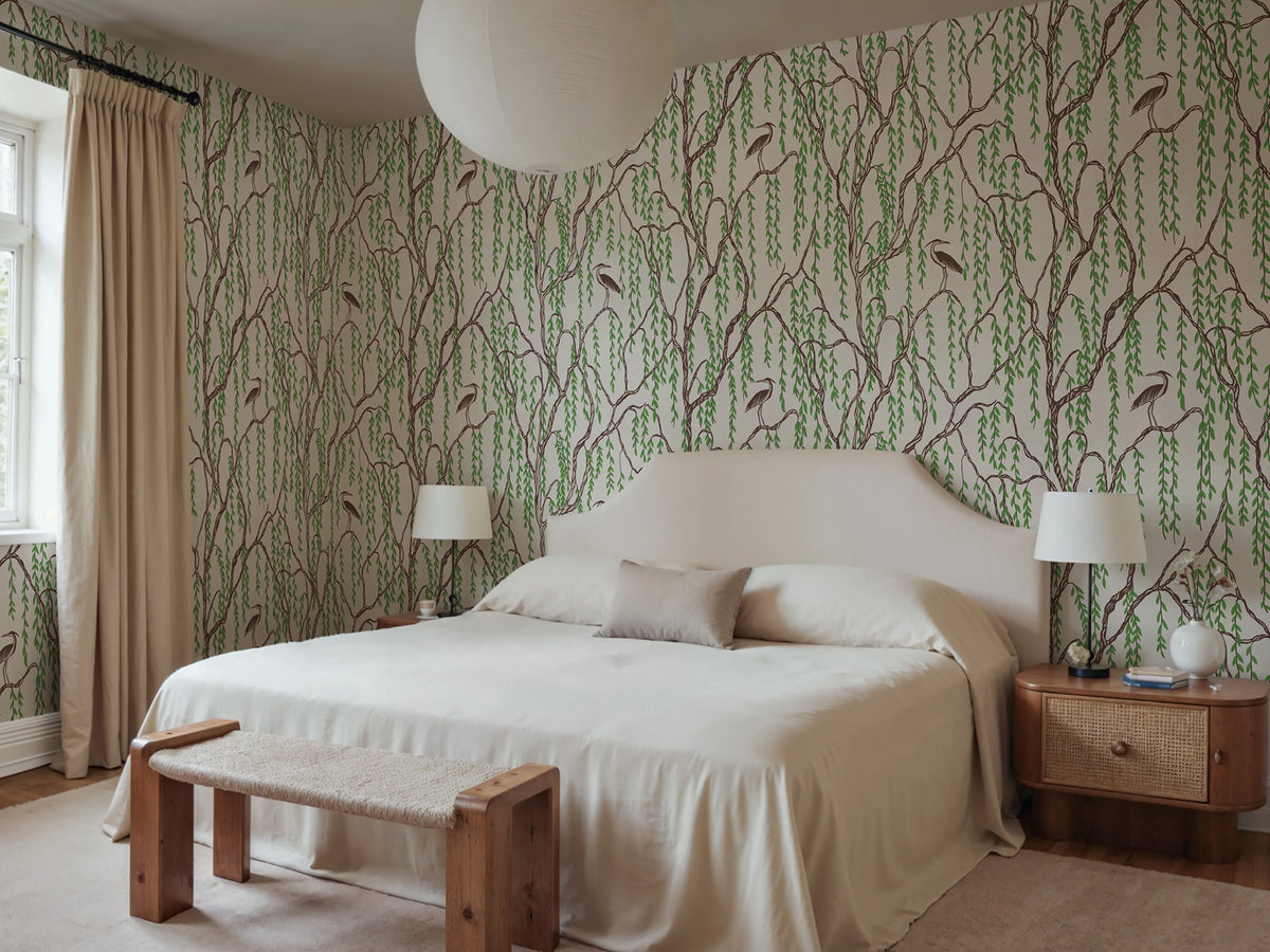 Droptree, Beige Mural Wallpaper - room preview 02