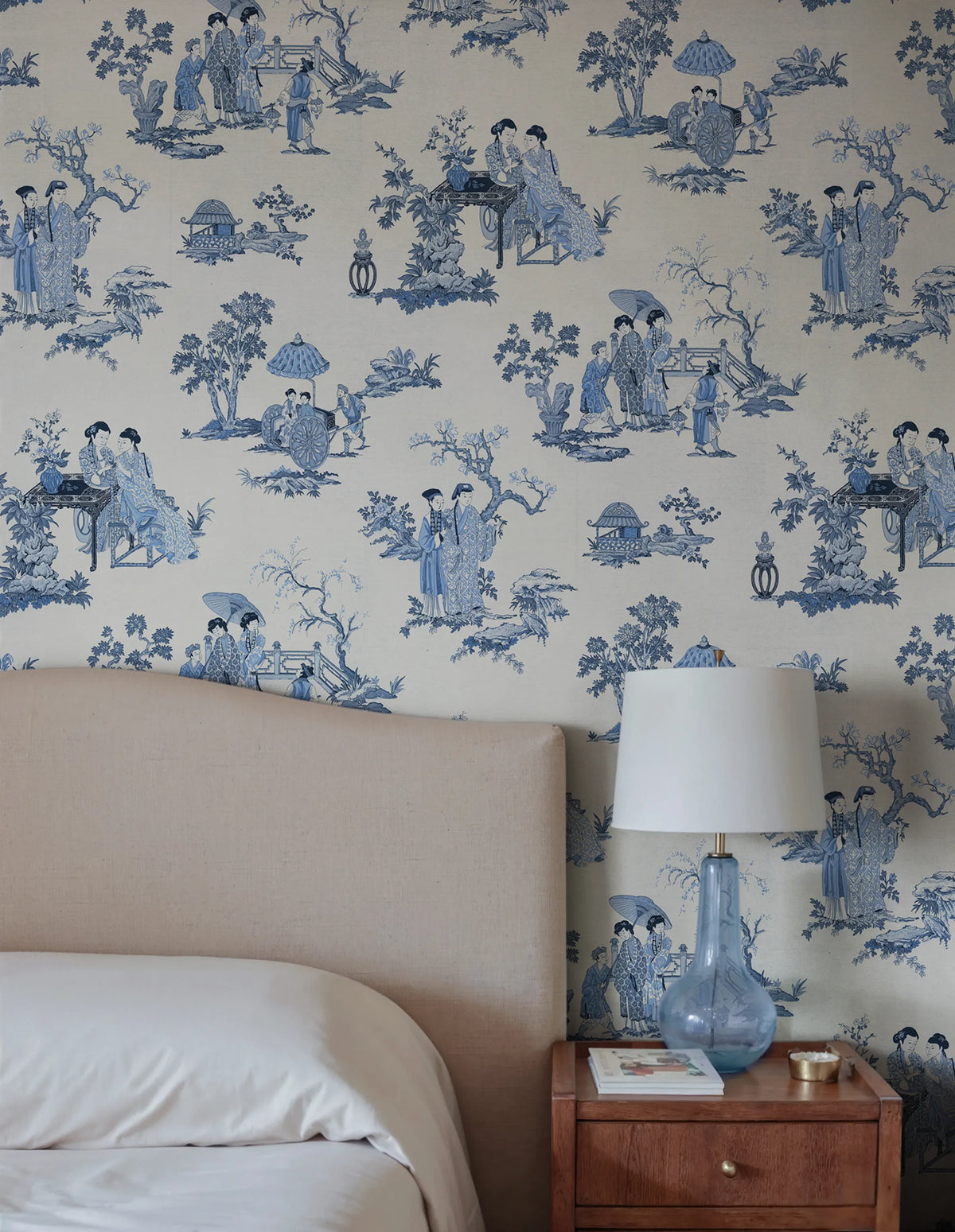 Toile Conversation, Blue Mural Wallpaper - room preview 02