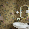 Toile Conversation, Brown Mural Wallpaper - room preview 02