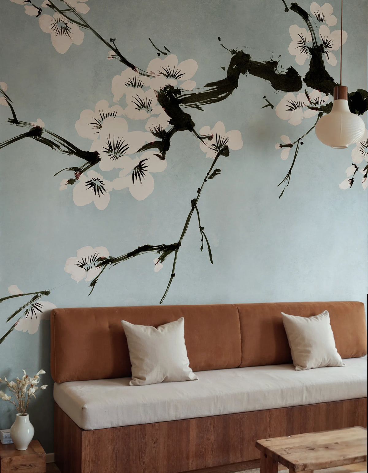 Blush of Spring, Blue Mural Wallpaper - room preview 02