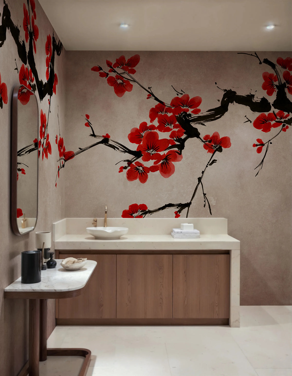 Blush of Spring, Red Mural Wallpaper - room preview 02