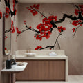 Blush of Spring, Red Mural Wallpaper - room preview 02