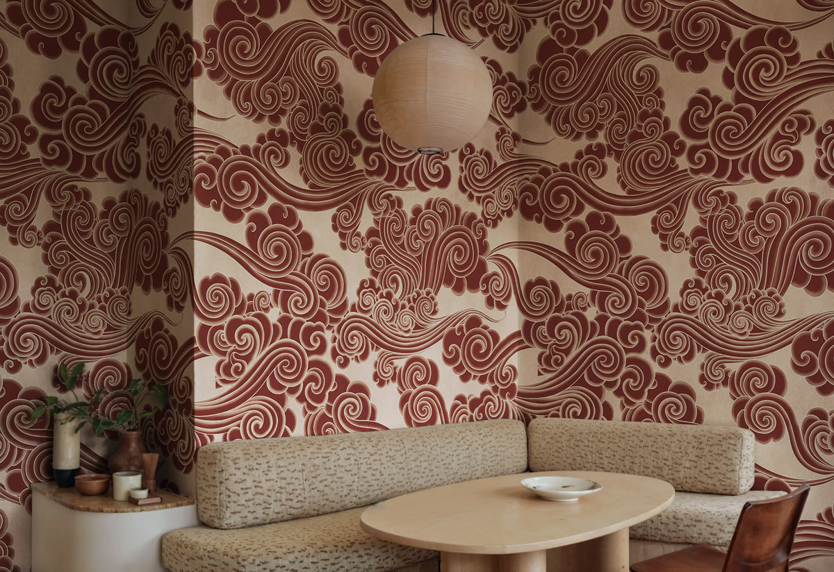 Kumo, Red Mural Wallpaper - room preview 02