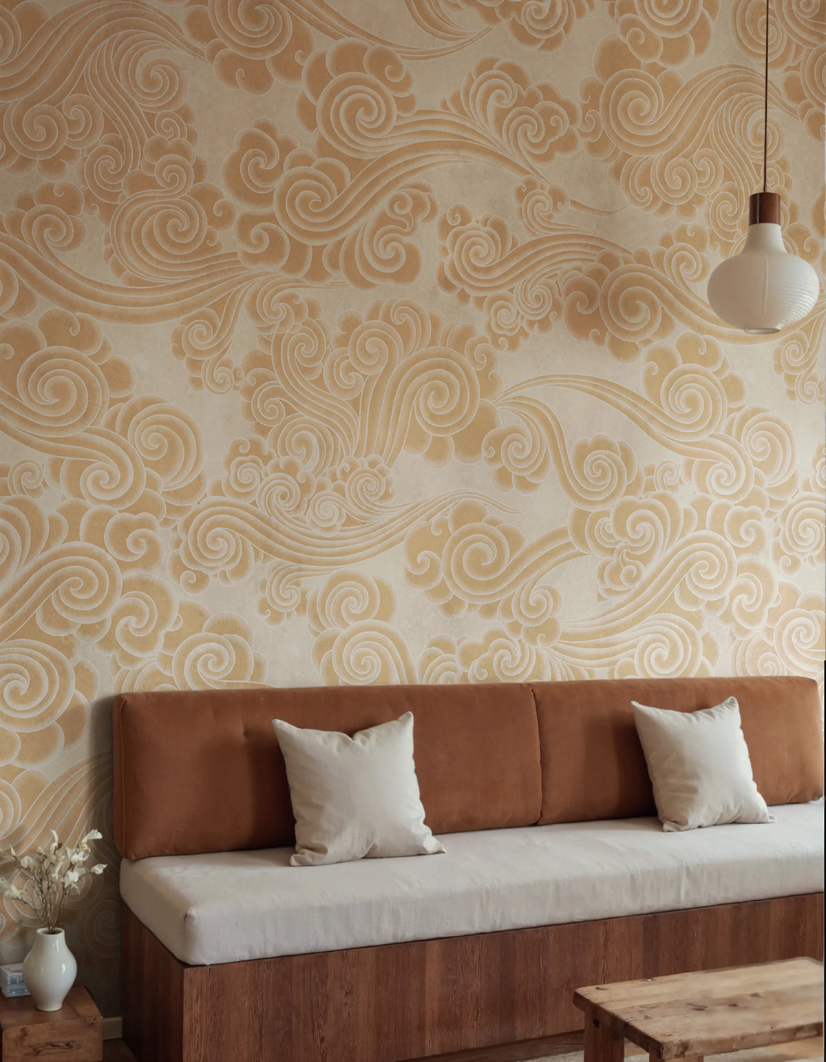 Kumo, Yellow Mural Wallpaper - room preview 02