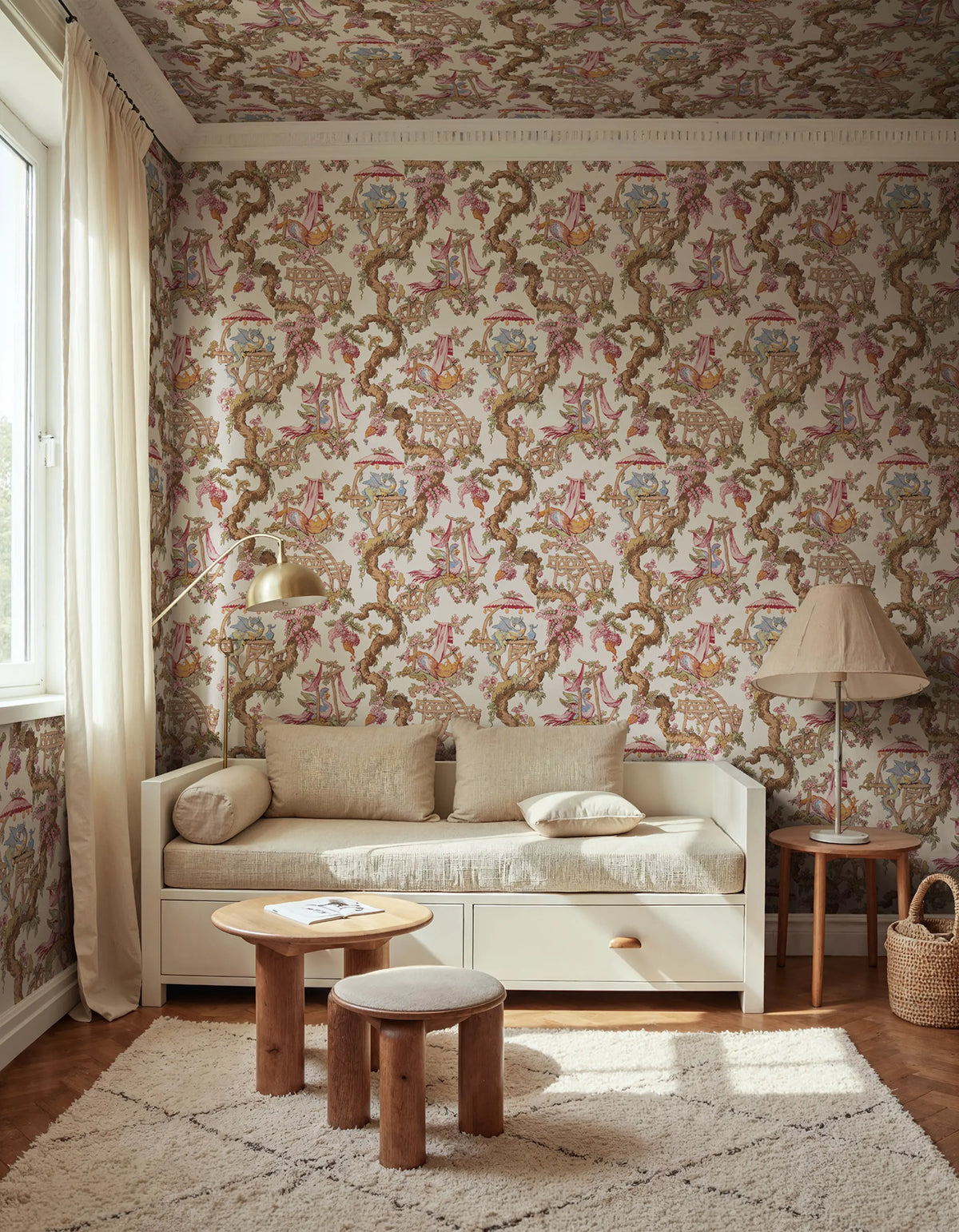 Dragon Tree Bloom, Beige Mural Wallpaper - room preview 02