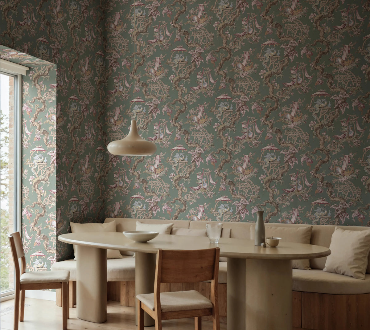 Dragon Tree Bloom, Green Mural Wallpaper - room preview 02