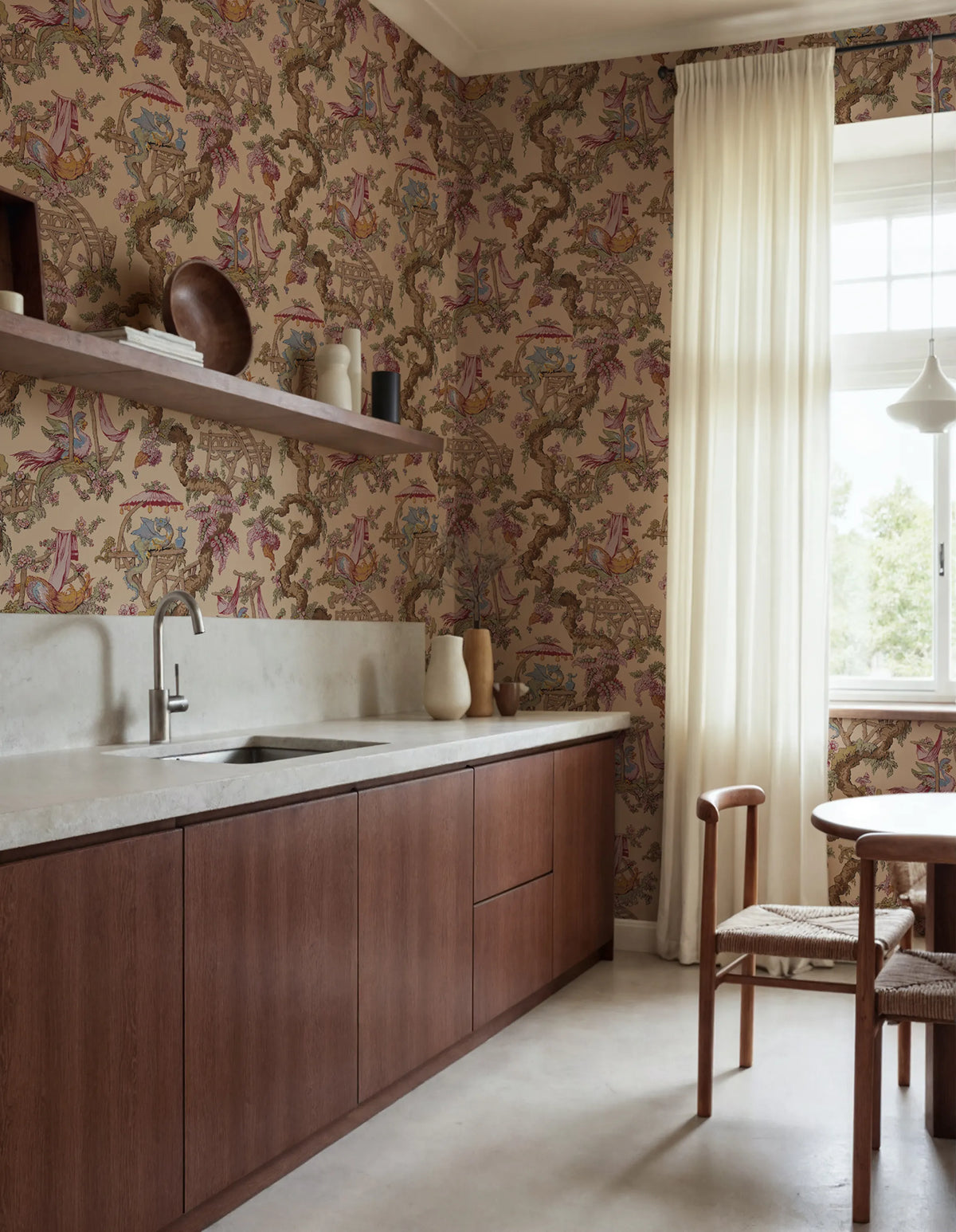 Dragon Tree Bloom, Peach Mural Wallpaper - room preview 02