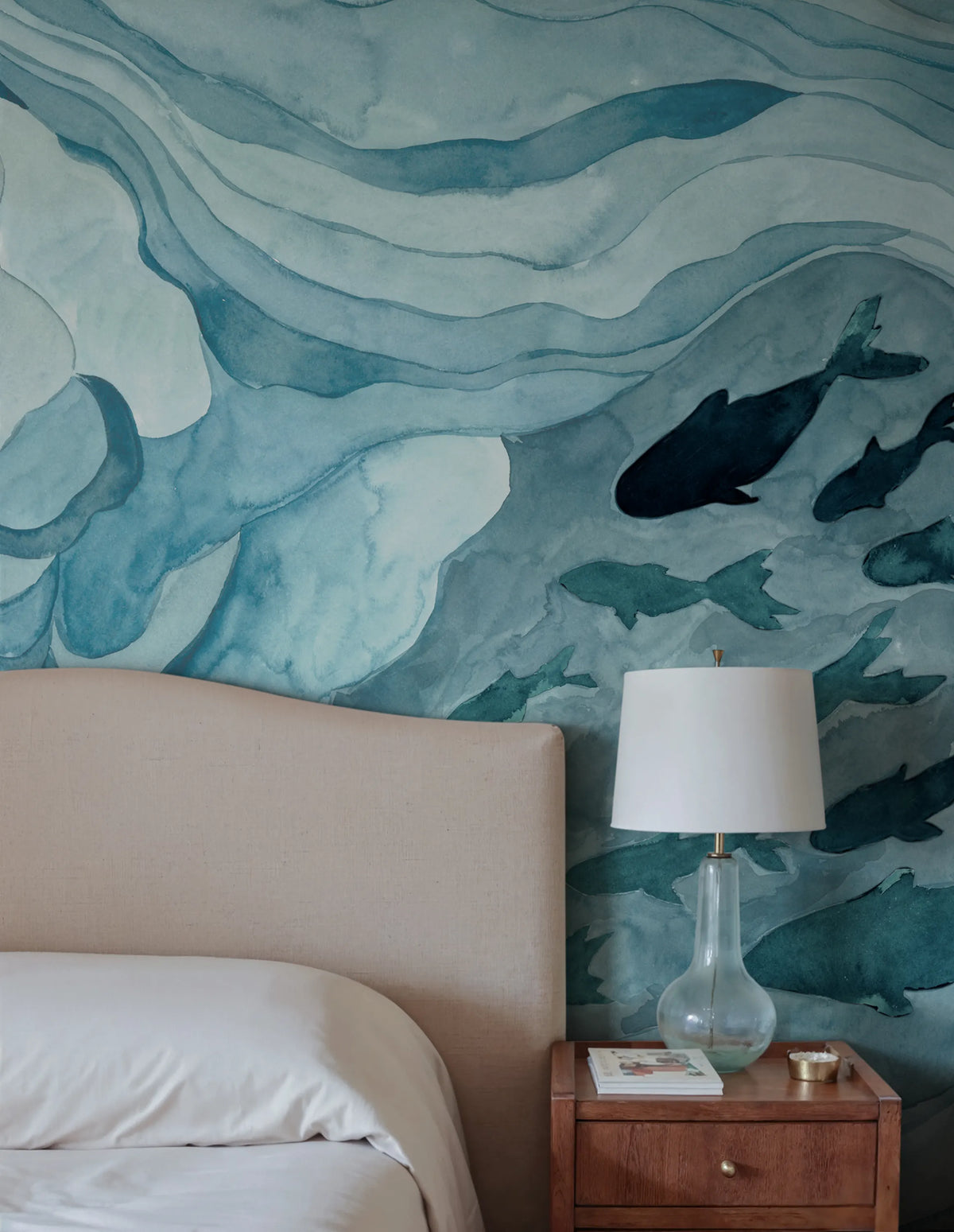 Silent Stream, Blue Mural Wallpaper - room preview 02