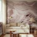Silent Stream, Pink Mural Wallpaper - room preview 02