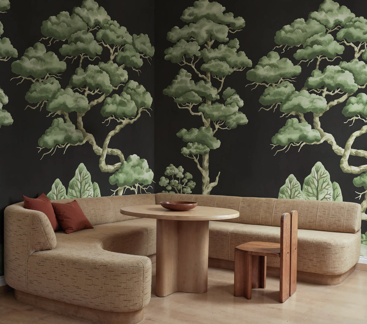 Poetic Trees, Black Mural Wallpaper - room preview 02