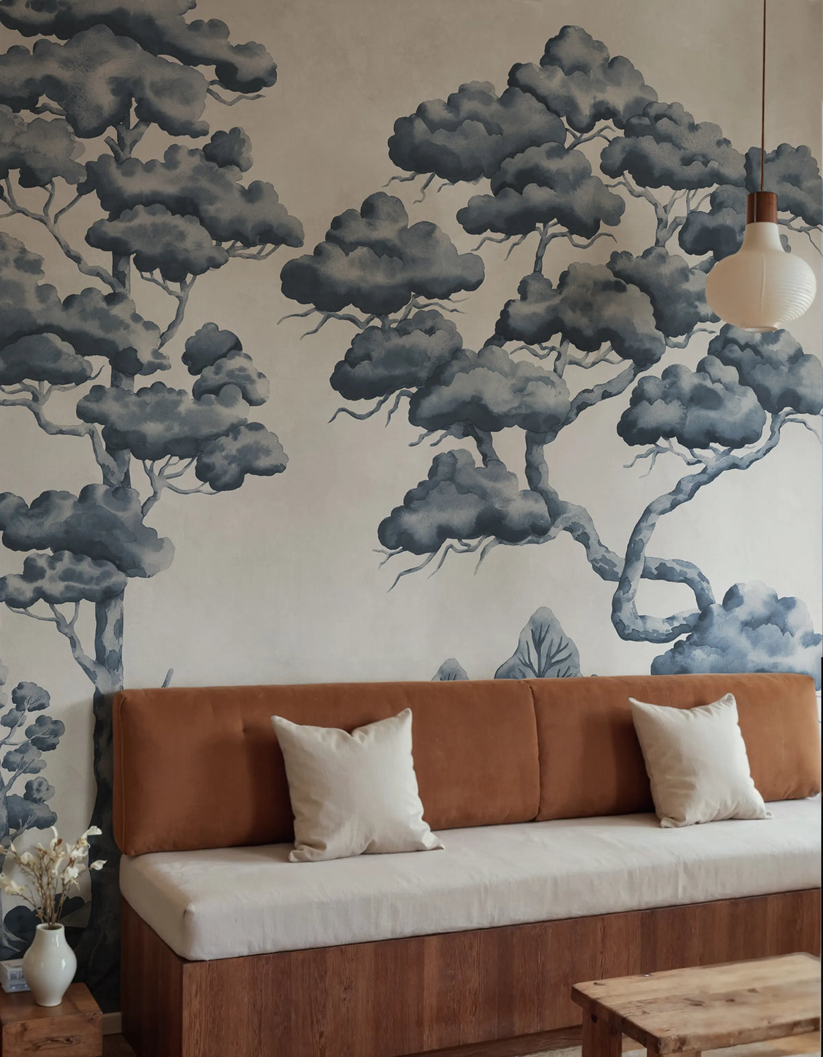 Poetic Trees, Blue Mural Wallpaper - room preview 02