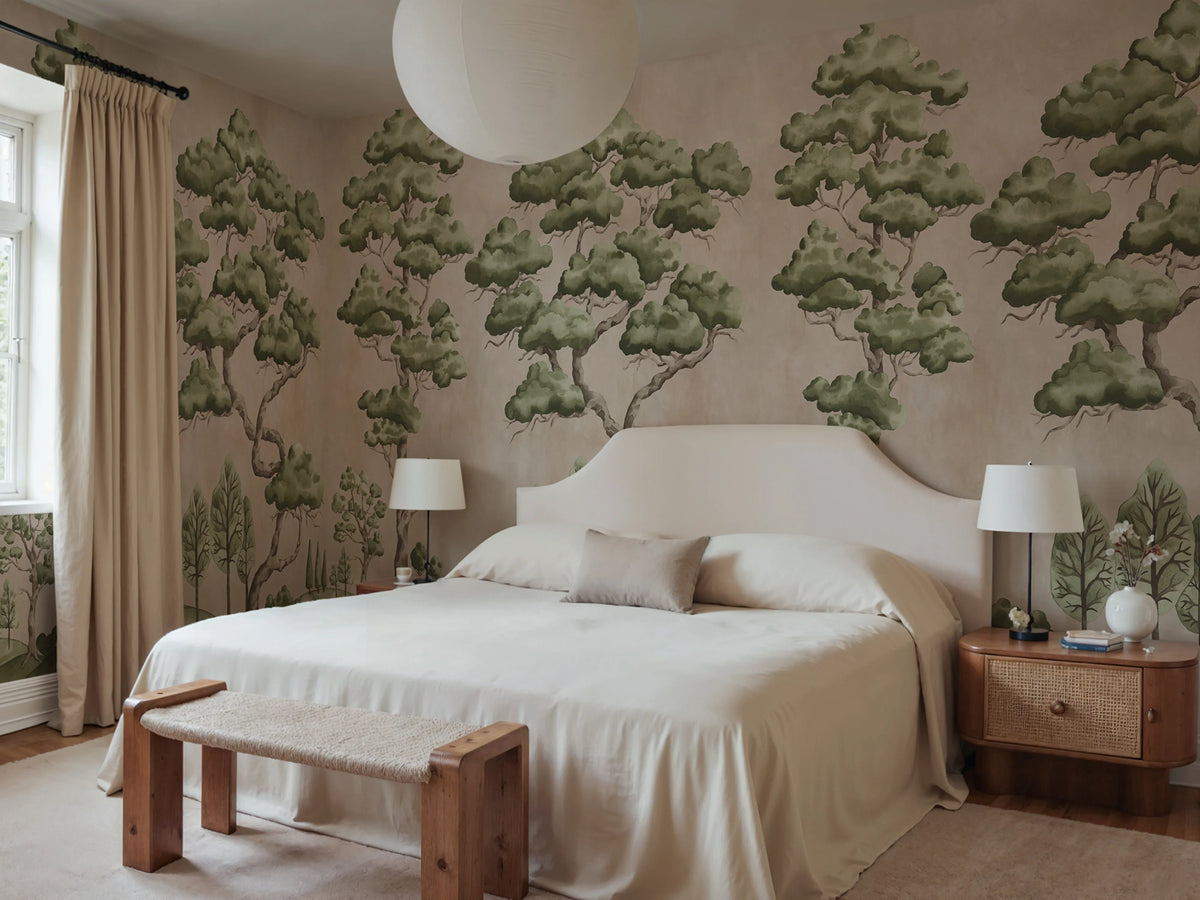 Poetic Trees, Pink Mural Wallpaper - room preview 02