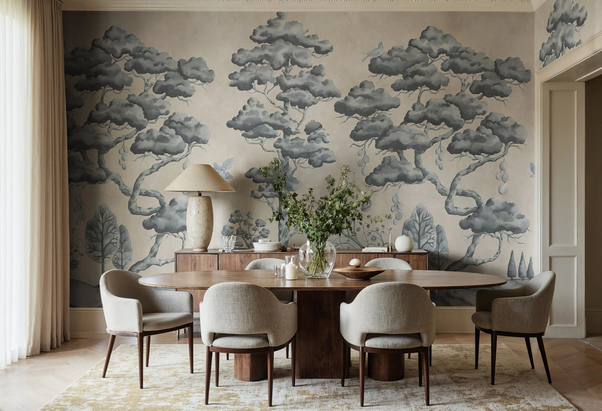 Forest Poem, Blue Mural Wallpaper - room preview 02