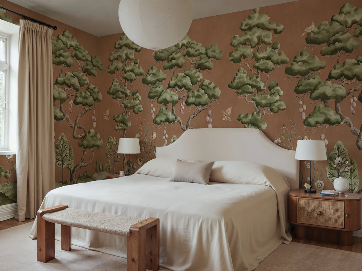 Forest Poem, Rust Mural Wallpaper - room preview 02