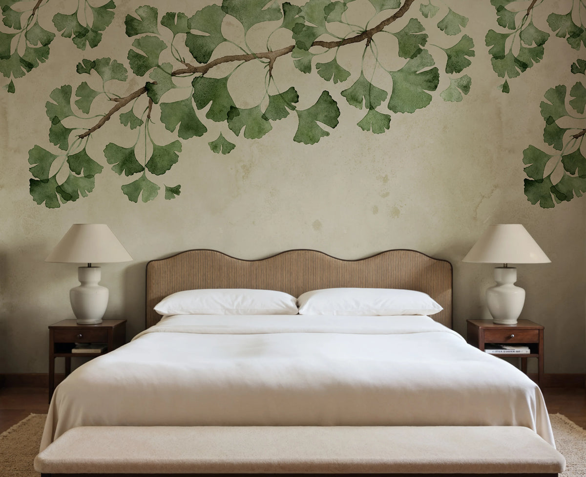 Maidenhair Tree, Green Mural Wallpaper - room preview 02