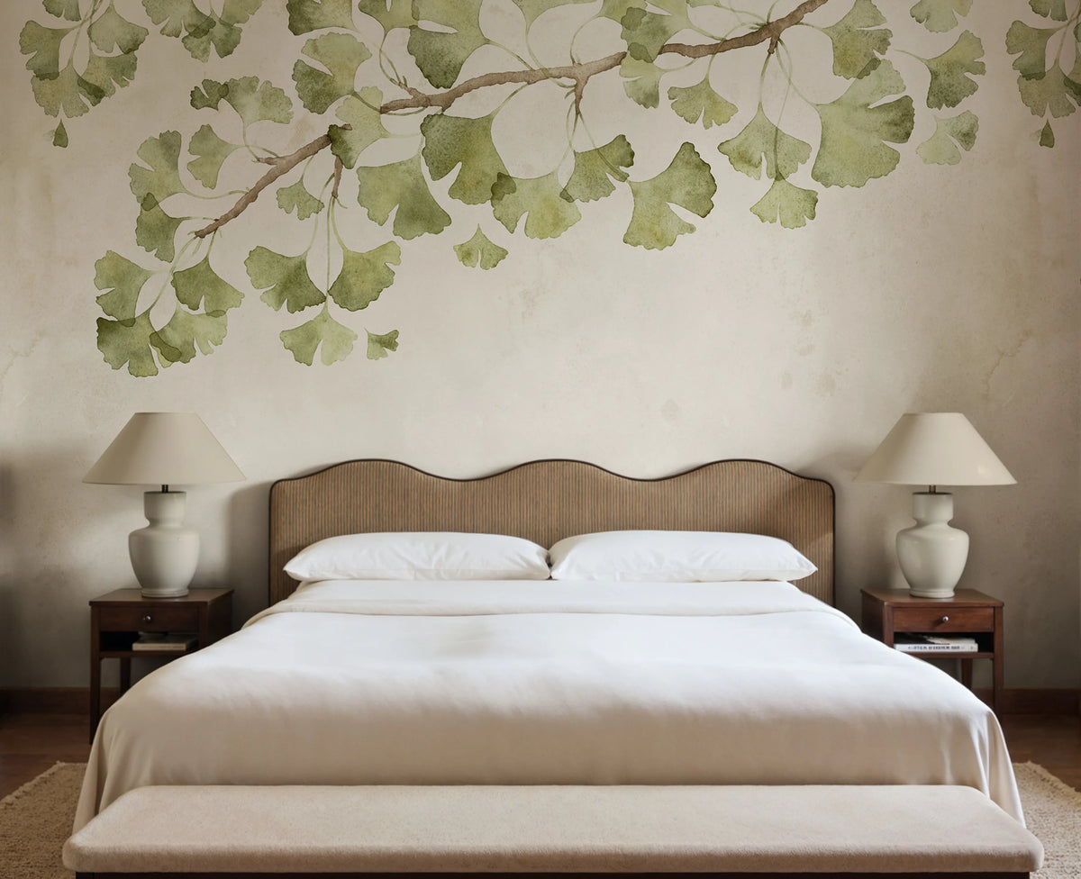 Maidenhair Tree, Light Green Mural Wallpaper - room preview 02
