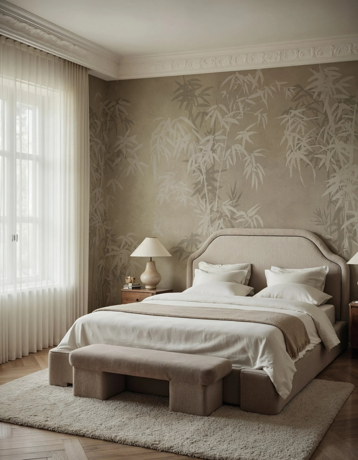 Bambusa, Beige Mural Wallpaper - room preview 02