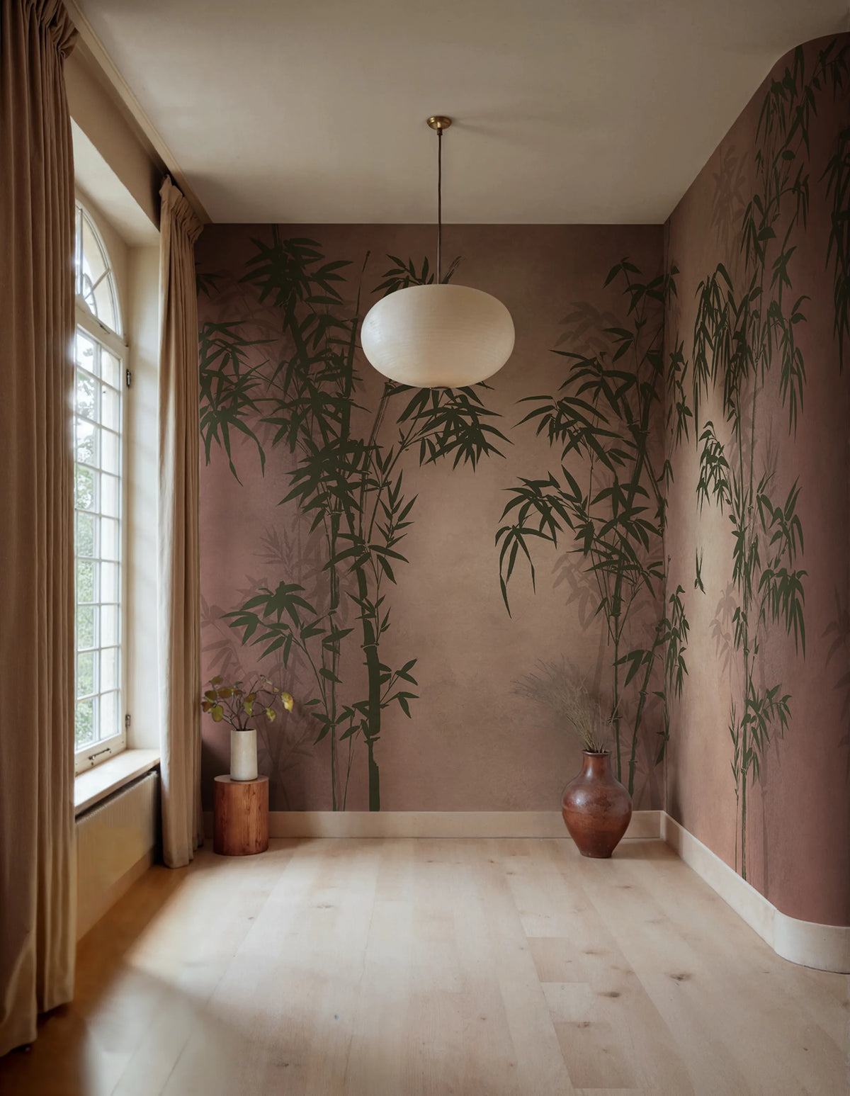 Bambusa, Red Mural Wallpaper - room preview 02