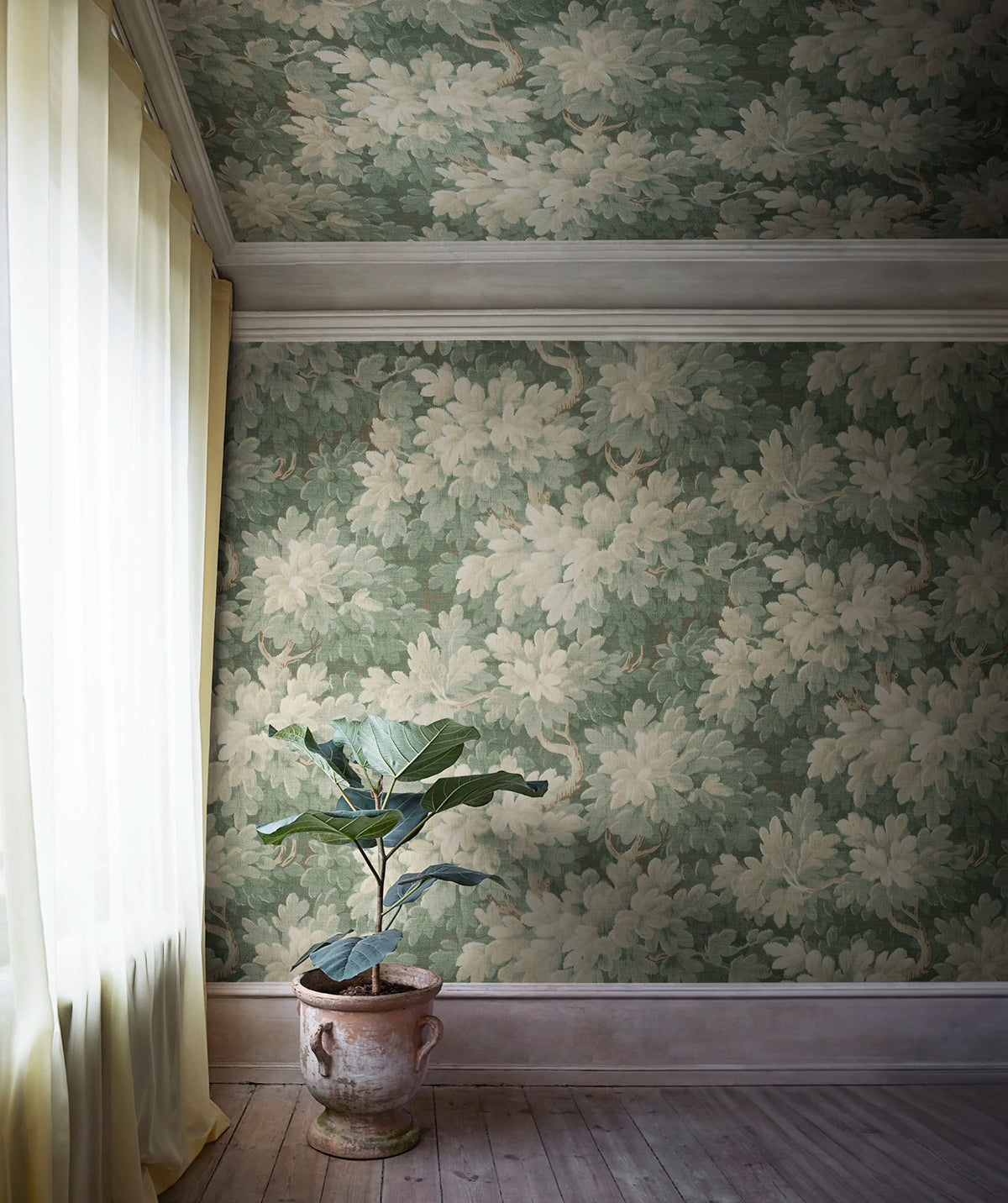 Vintage Foliage, Light Green Mural Wallpaper - room preview 02