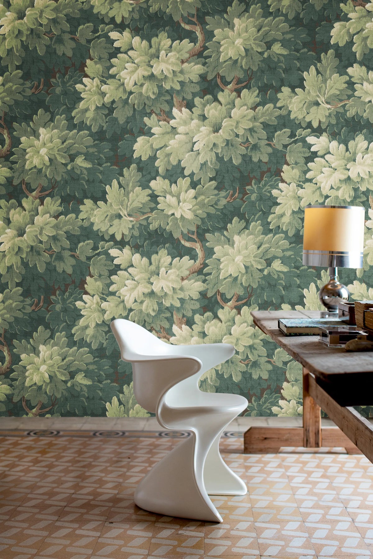 Vintage Foliage, Green Mural Wallpaper - room preview 02