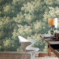 Vintage Foliage, Green Mural Wallpaper - room preview 02