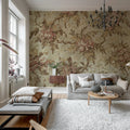 Rustic Bouquet, Beige Mural Wallpaper - room preview 02