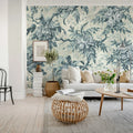 Rustic Bouquet, Blue Mural Wallpaper - room preview 02