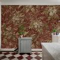 Rustic Bouquet, Red Mural Wallpaper - room preview 02