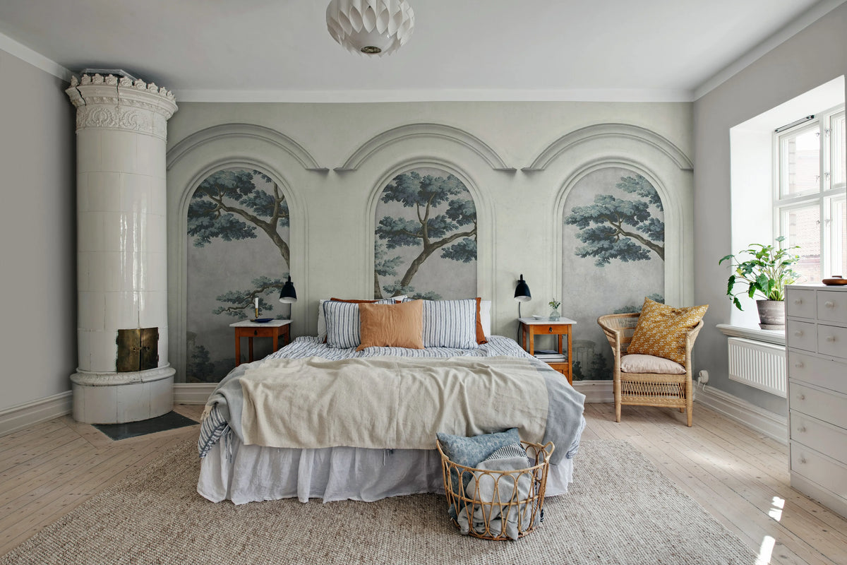 Woodland Arches, Blue Mural Wallpaper - room preview 02