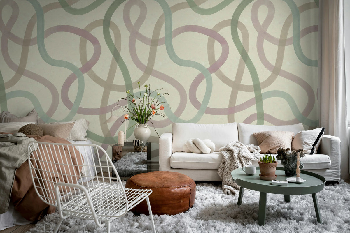 Serpentine, Pastel Mural Wallpaper - room preview 02