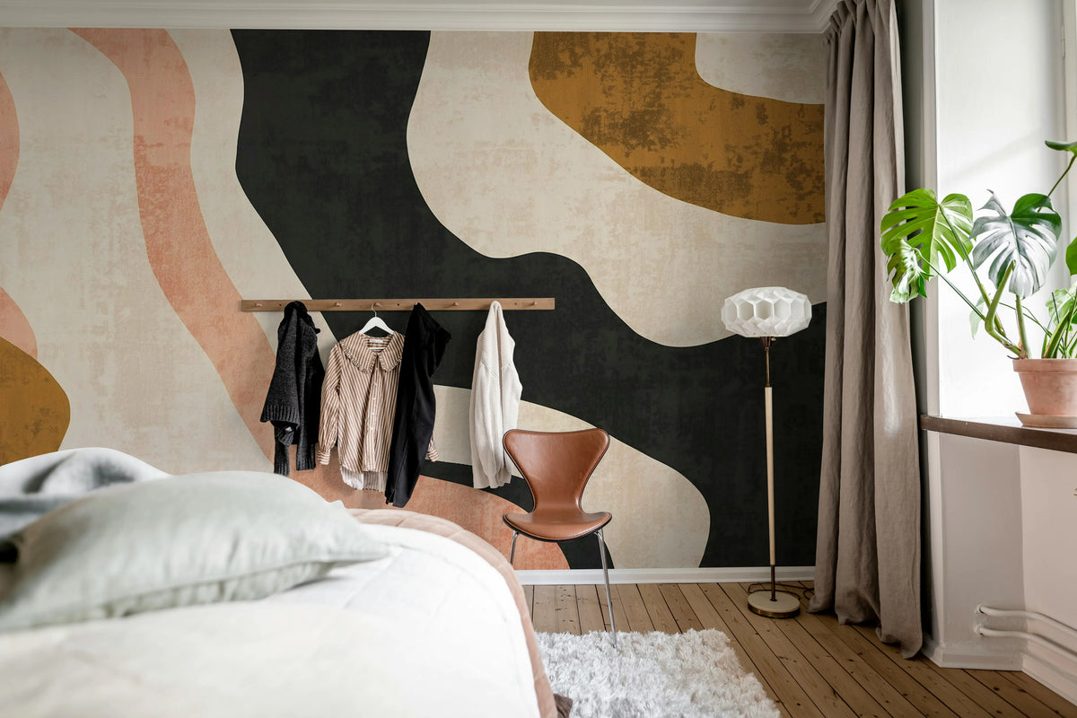 Abstract Flow, Beige Mural Wallpaper - room preview 02