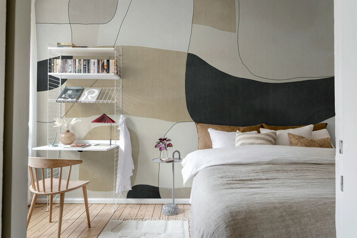 Modern Minimalism, Neutral Mural Wallpaper - room preview 02