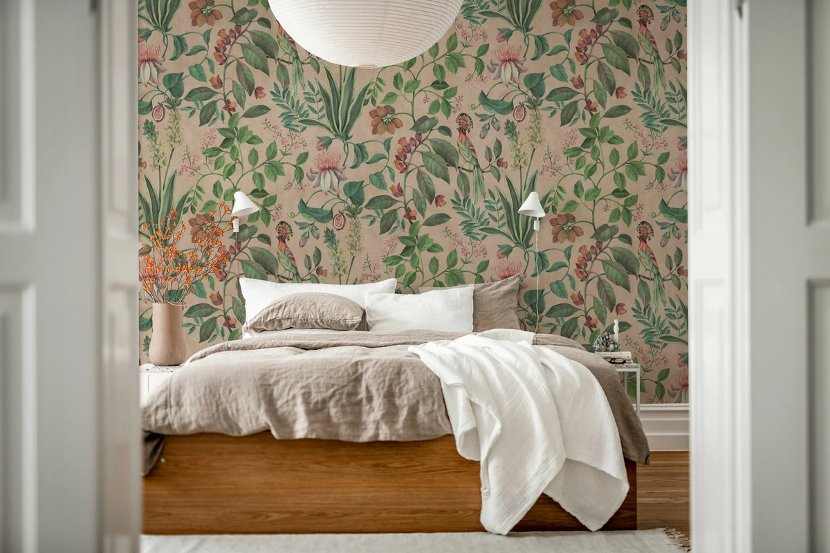 Tropical Harmony, Pink Mural Wallpaper - room preview 02