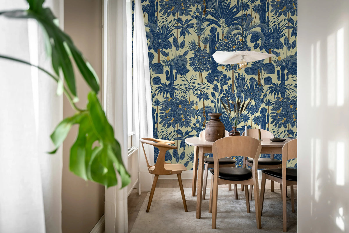 Wild Tropics, Blue Mural Wallpaper - room preview 02