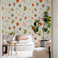 Flying Birds, Pink Mural Wallpaper - room preview 02