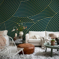 Elegant Lines, Petrol Mural Wallpaper - room preview 02