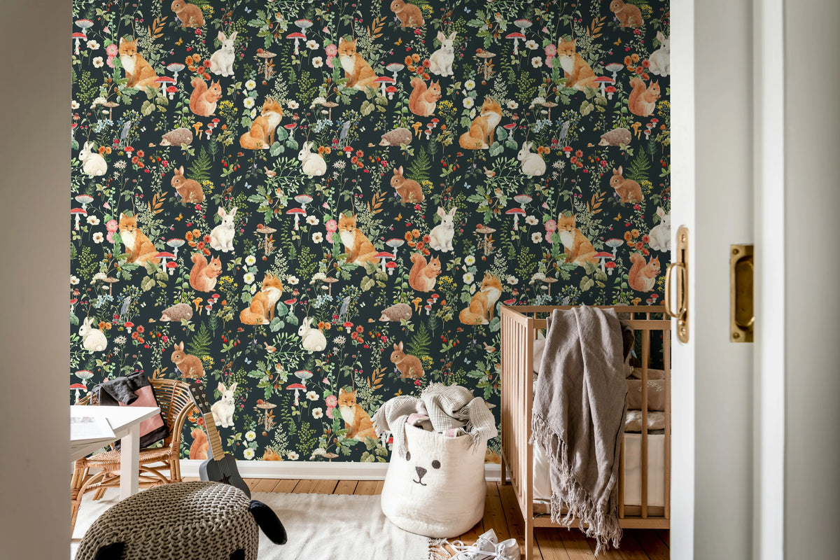 Fabled Forest, Noir Mural Wallpaper - room preview 02