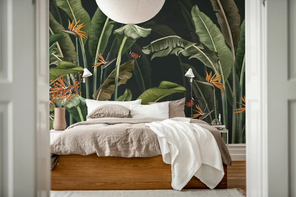 Tropical Butterflies, Night Mural Wallpaper - room preview 02