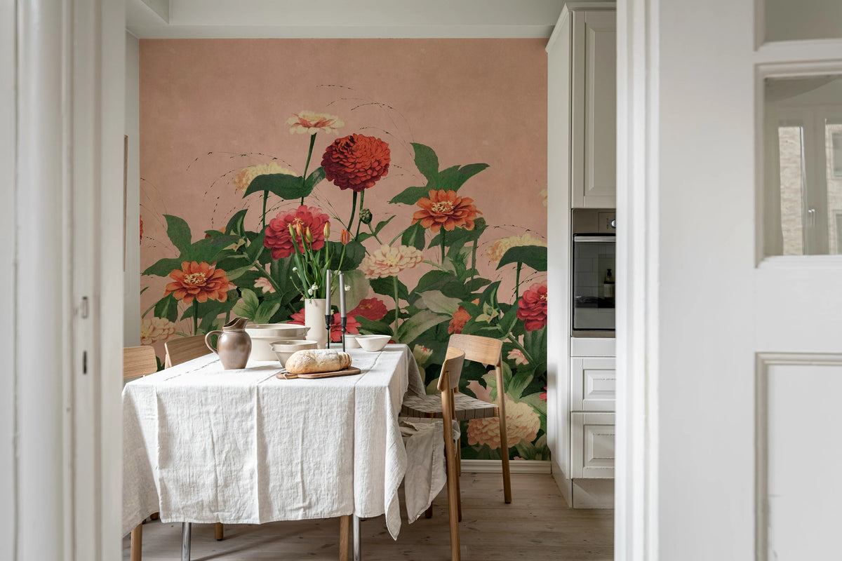 Vintage Meadow, Pink Mural Wallpaper - room preview 02