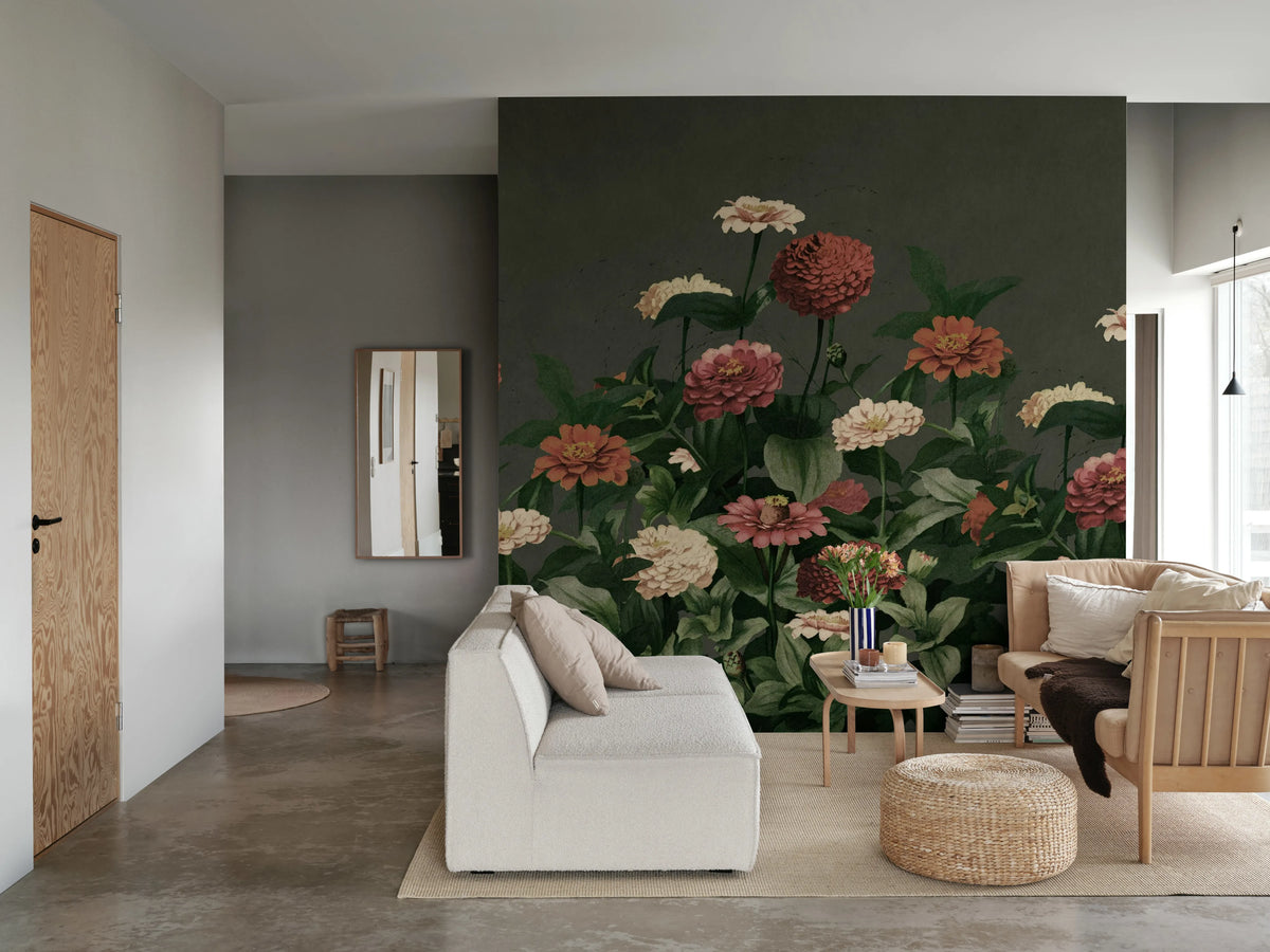 Vintage Meadow, Dark Mural Wallpaper - room preview 02