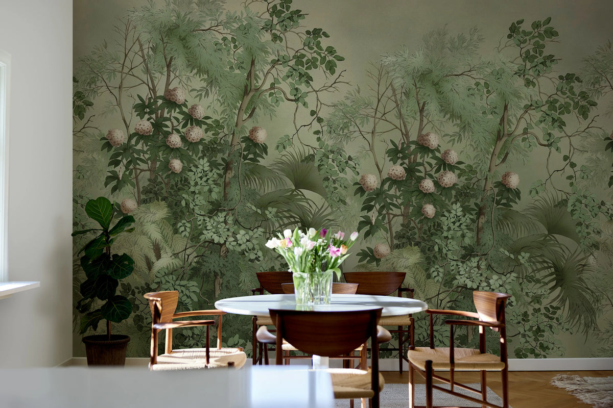 Tropical Bush, Green Mural Wallpaper - room preview 02
