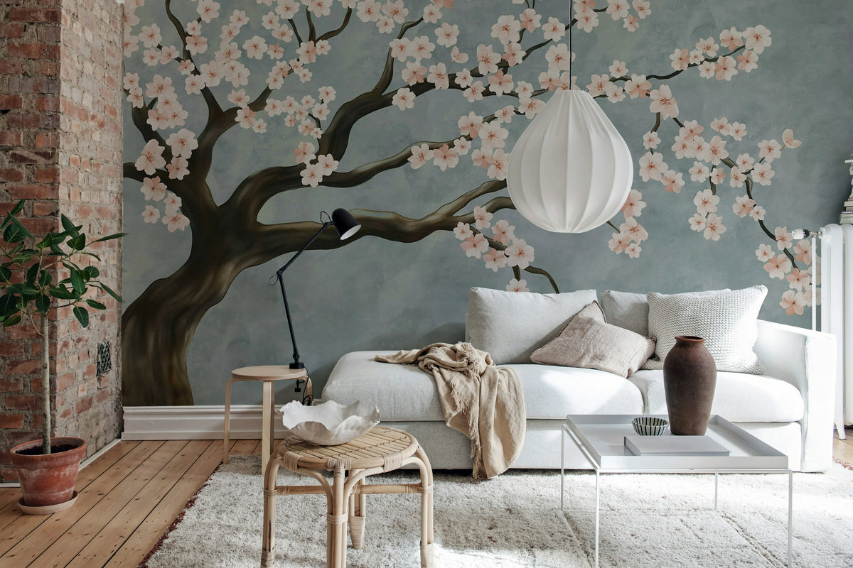 Calm Blossom, Pink Mural Wallpaper - room preview 02
